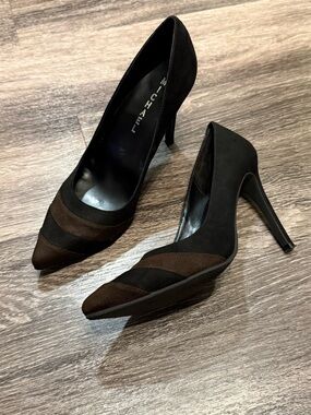 MICHAEL Michael Kors Black and Brown Pointed Toe Stiletto Pumps
